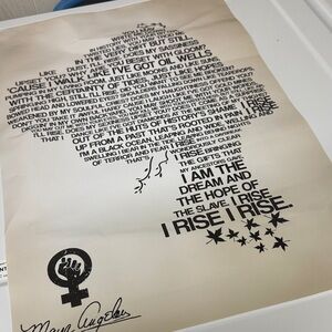 Typography Art Print - 'I Rise' Black on Cream Wall Art